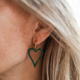 Boucles d'oreilles Love scintillantes vertes