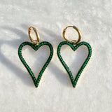 Boucles d'oreilles Love scintillantes vertes